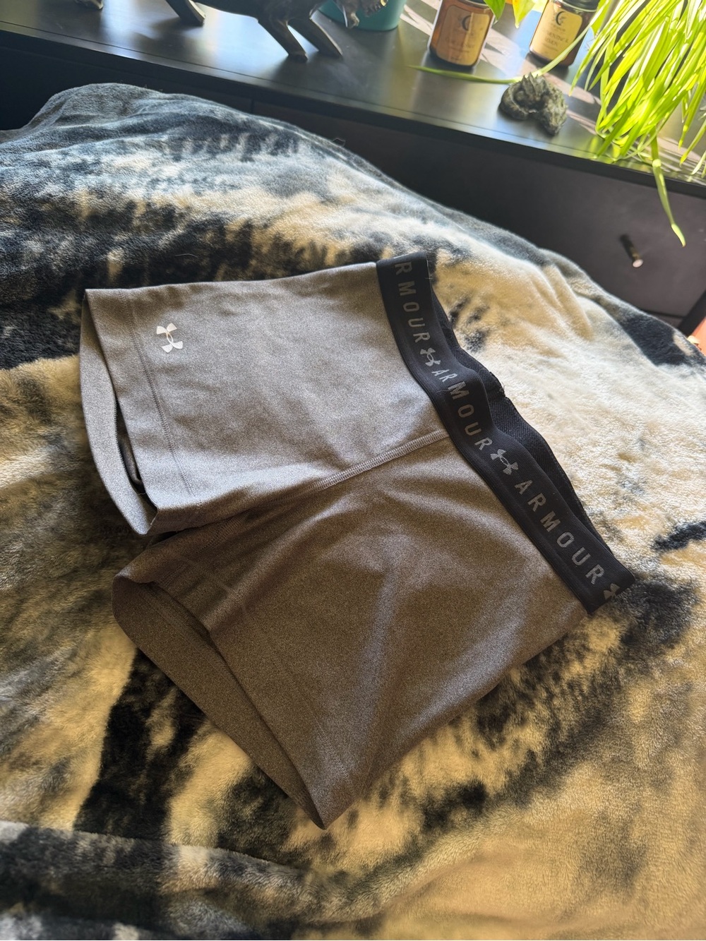 Under Armour Gray Athletic Tight Shorts with Branded Waistband